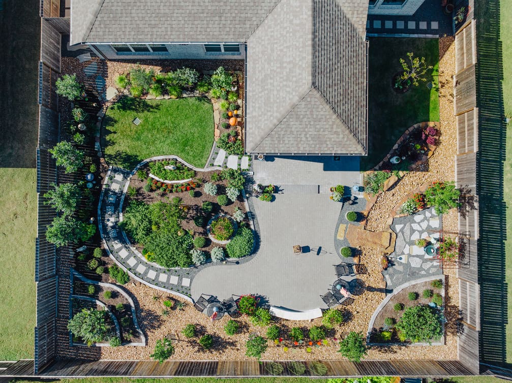 Custom landscaping and hardscape by Theiss Landscape Works in Cypress, TX